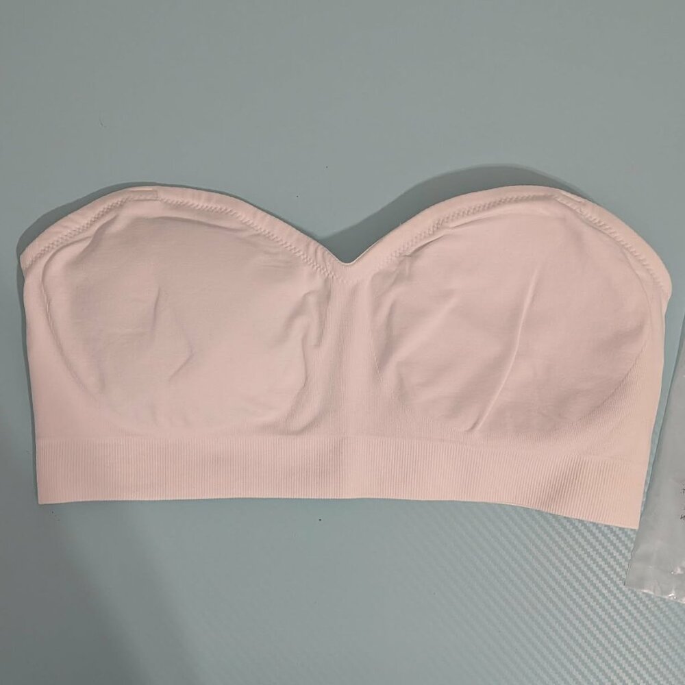 Lusait Women's Strapless Wireless Tube Top Bandeau Bra White NWT (Size XL)